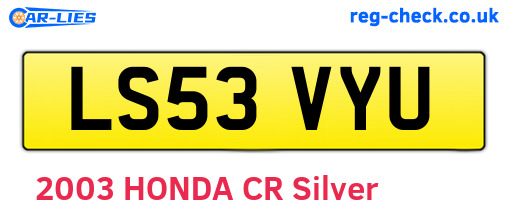 LS53VYU are the vehicle registration plates.