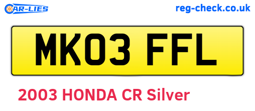 MK03FFL are the vehicle registration plates.