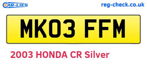 MK03FFM are the vehicle registration plates.
