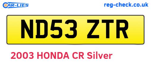 ND53ZTR are the vehicle registration plates.