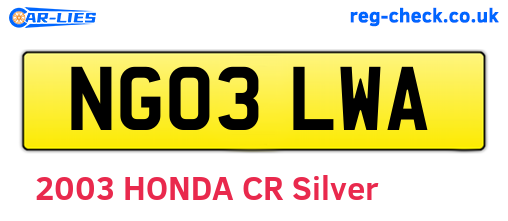 NG03LWA are the vehicle registration plates.