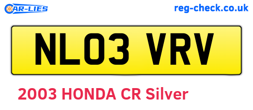 NL03VRV are the vehicle registration plates.