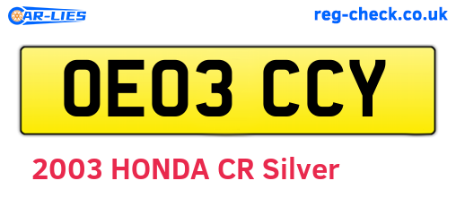OE03CCY are the vehicle registration plates.