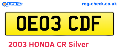 OE03CDF are the vehicle registration plates.