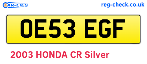 OE53EGF are the vehicle registration plates.
