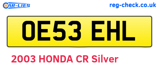 OE53EHL are the vehicle registration plates.