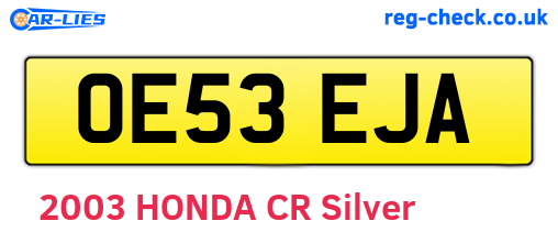 OE53EJA are the vehicle registration plates.