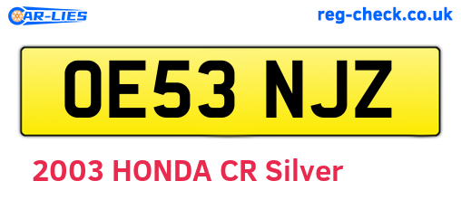 OE53NJZ are the vehicle registration plates.