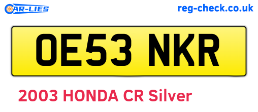 OE53NKR are the vehicle registration plates.