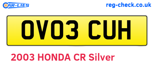 OV03CUH are the vehicle registration plates.