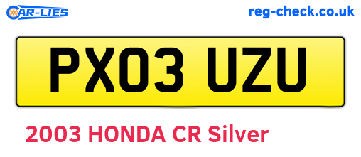 PX03UZU are the vehicle registration plates.