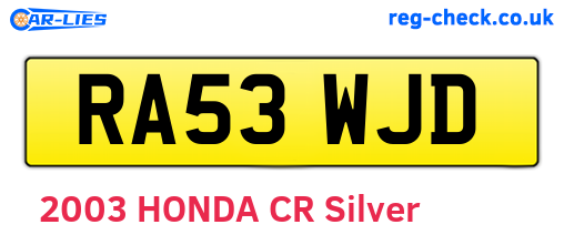 RA53WJD are the vehicle registration plates.