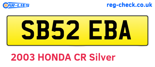SB52EBA are the vehicle registration plates.