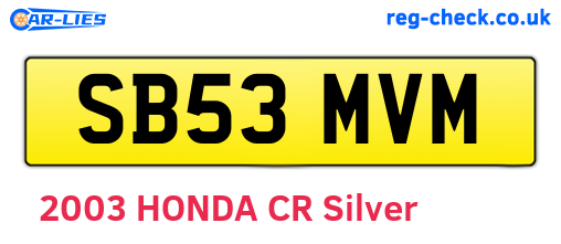 SB53MVM are the vehicle registration plates.