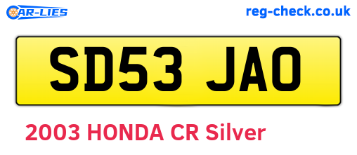 SD53JAO are the vehicle registration plates.