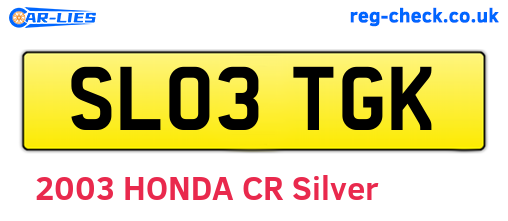 SL03TGK are the vehicle registration plates.