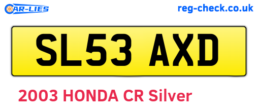 SL53AXD are the vehicle registration plates.