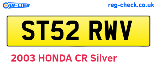 ST52RWV are the vehicle registration plates.