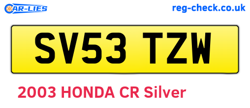 SV53TZW are the vehicle registration plates.