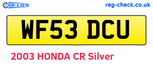 WF53DCU are the vehicle registration plates.
