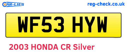 WF53HYW are the vehicle registration plates.