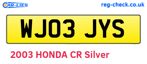 WJ03JYS are the vehicle registration plates.