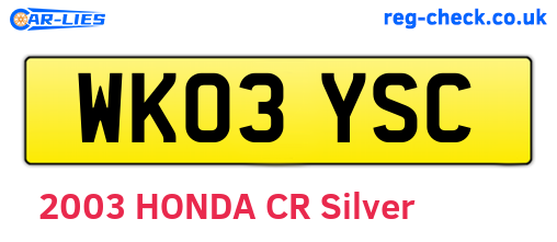 WK03YSC are the vehicle registration plates.