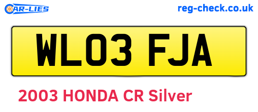 WL03FJA are the vehicle registration plates.
