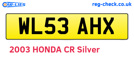 WL53AHX are the vehicle registration plates.