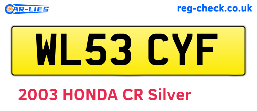 WL53CYF are the vehicle registration plates.