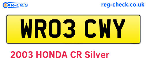 WR03CWY are the vehicle registration plates.