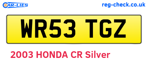 WR53TGZ are the vehicle registration plates.
