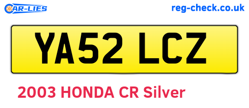 YA52LCZ are the vehicle registration plates.