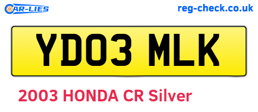YD03MLK are the vehicle registration plates.