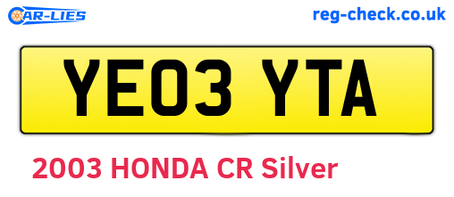 YE03YTA are the vehicle registration plates.