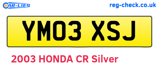 YM03XSJ are the vehicle registration plates.