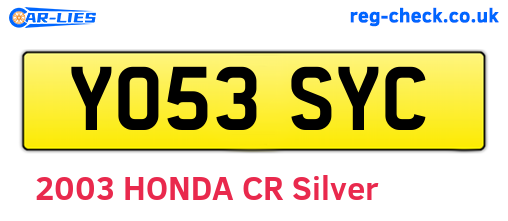 YO53SYC are the vehicle registration plates.