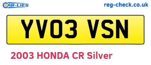 YV03VSN are the vehicle registration plates.