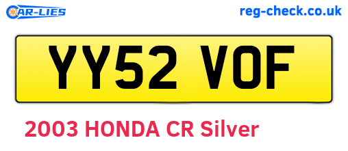 YY52VOF are the vehicle registration plates.