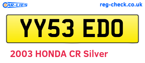 YY53EDO are the vehicle registration plates.