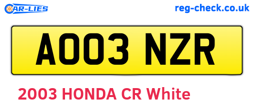 AO03NZR are the vehicle registration plates.