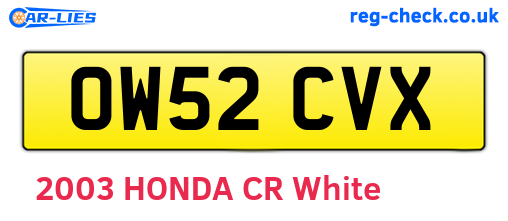 OW52CVX are the vehicle registration plates.