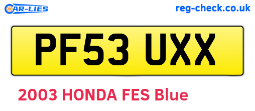 PF53UXX are the vehicle registration plates.