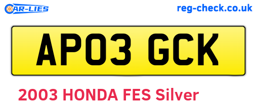 AP03GCK are the vehicle registration plates.