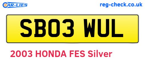 SB03WUL are the vehicle registration plates.