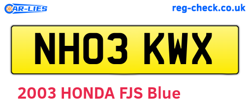 NH03KWX are the vehicle registration plates.