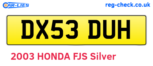 DX53DUH are the vehicle registration plates.