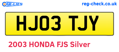 HJ03TJY are the vehicle registration plates.
