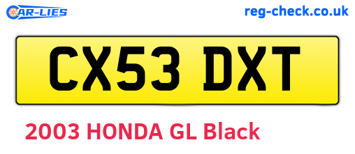 CX53DXT are the vehicle registration plates.