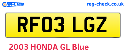 RF03LGZ are the vehicle registration plates.